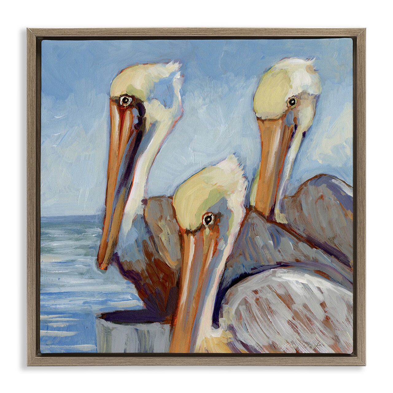 Stupell Industries Nautical Pelican Trio Floating Frame By Susan Winget